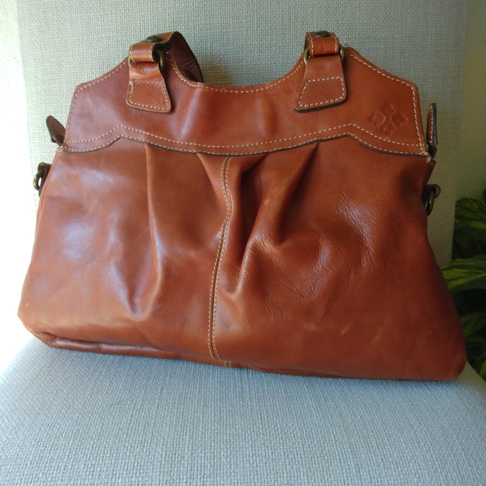 PATRICIA NASH TAN LEATHER SATCHEL